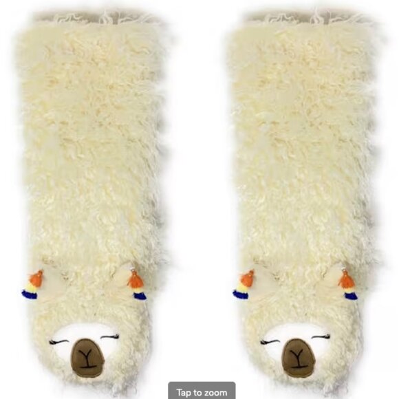 Oooh Geez! Women's Fuzzy White Llama Non-Skid Slipper Socks One Size Women's - Picture 1 of 9